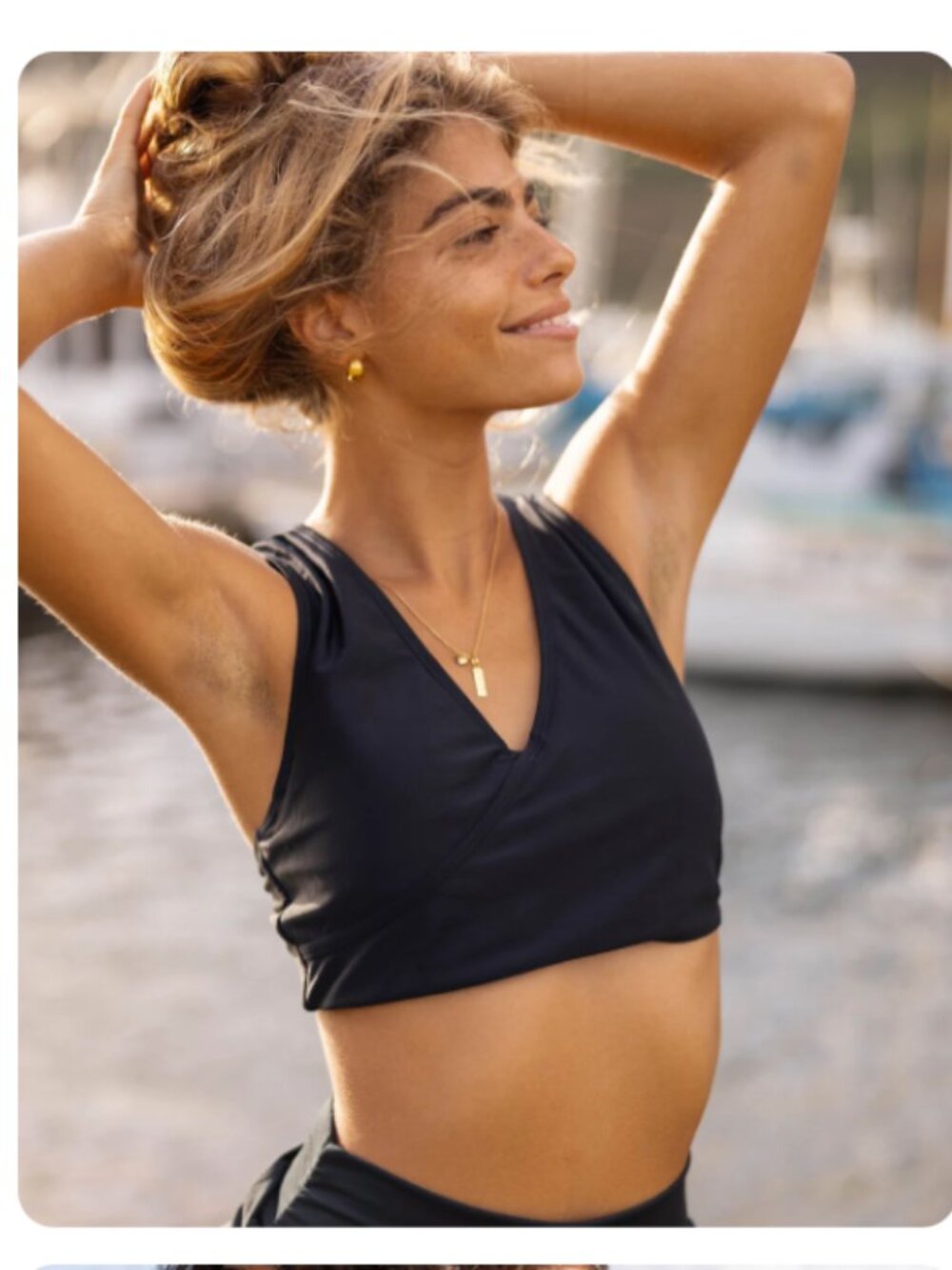 NWT Nani Black Switch V Crop Bikini Swim Top Women's Small Swimsuit Beach